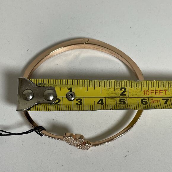 Kate Spade Yours Truly Heart Pave Open Hinge Cuff Bracelet Rose Gold Valentine - Picture 9 of 10